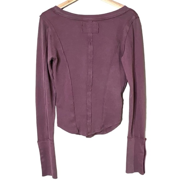 WE THE FREE Cotton Stuck On You Cuff Scoop Neck Top Raw Seams Dusty Rose US Sz L - Picture 4 of 10